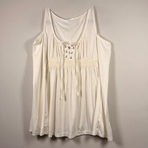 Super Soft Cream Lace-Up Women's Cold Shoulder Blouse